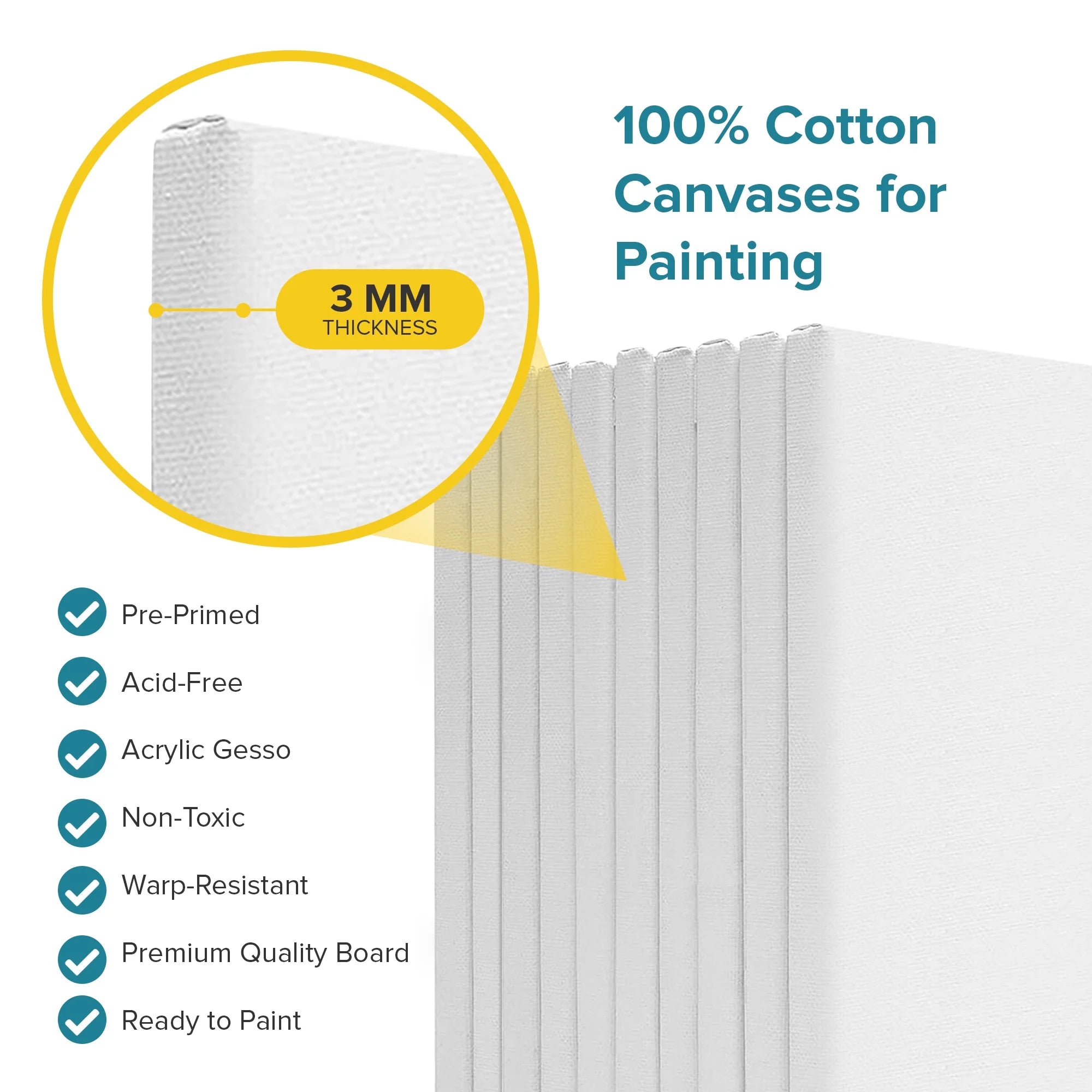 Artist Concepts Pre-Stretched Sturdy Blank Canvas Frames For Painting Crafts, 8x10”, 10 Pack